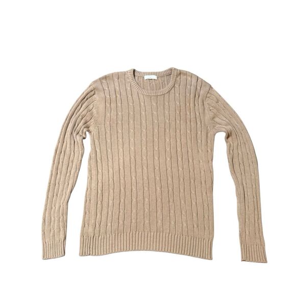 Net Men's beige cable knit crewneck sweater L - Picture 4 of 6